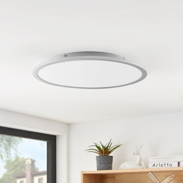 Lindby LED φωτιστικό οροφής Narima, 4.000 K, Ø 50 cm, ασημί, Μεταλλικό, Κουζίνα, Πλαστικό, σύγχρονο