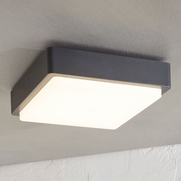 Lindby LED εξωτερική λάμπα οροφής Nermin, 22 cm, IP65, γωνιακή, Μαύρο, Πλαστικό, σύγχρονο