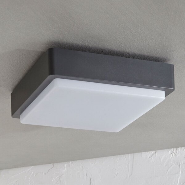 Lindby LED εξωτερική λάμπα οροφής Nermin, 22 cm, IP65, γωνιακή, Μαύρο, Πλαστικό, σύγχρονο