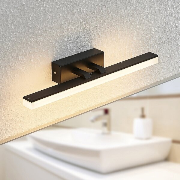 Lucande LED φωτιστικό τοίχου Lisana, οριζόντιο, 46 cm, IP44, Μαύρο, Μπάνιο, Μέταλλο, σύγχρονο