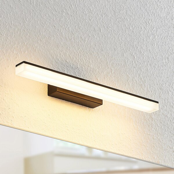Lucande LED φωτιστικό τοίχου Lisana, οριζόντιο, 46 cm, IP44, Μαύρο, Μπάνιο, Μέταλλο, σύγχρονο