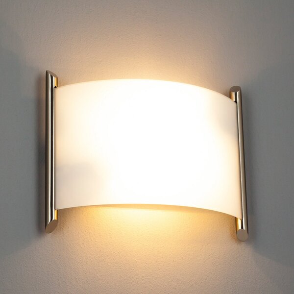 Lindby Φωτιστικό τοίχου Filippa, 31 cm, νικέλιο, γυαλί, E27, ρυθμιζόμενος, Λευκό, Διάδρομος, Μέταλλο, σύγχρονο
