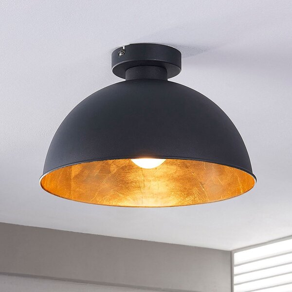 Lindby Φωτιστικό οροφής Lya, Ø 31 cm, μαύρο-χρυσό, μέταλλο, E27, ρυθμιζόμενος, Μαύρο, Σαλόνι / τραπεζαρία, Μέταλλο, σύγχρονο