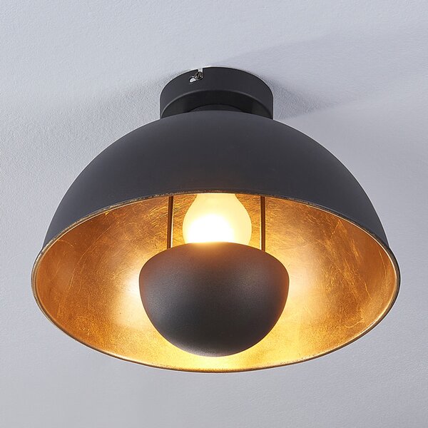 Lindby Φωτιστικό οροφής Lya, Ø 31 cm, μαύρο-χρυσό, μέταλλο, E27, ρυθμιζόμενος, Μαύρο, Σαλόνι / τραπεζαρία, Μέταλλο, σύγχρονο