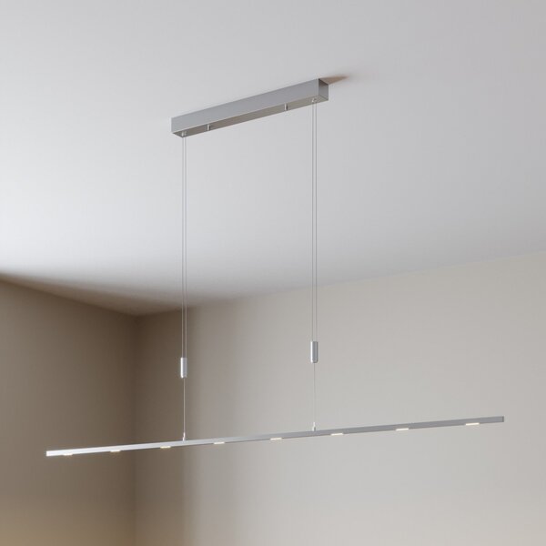 Lucande LED κρεμαστό φωτιστικό Arnik, 180 cm, χρώματος νικελίου, ρυθμιζόμενο, ρυθμιζόμενος, Μεταλλικό, Σαλόνι / τραπεζαρία, Μέταλλο, σύγχρονο