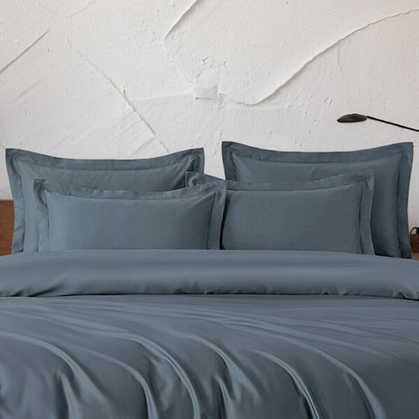 Ζεύγος Μαξιλαροθήκες Oxford (50x70) Rythmos Tencel Glacier Grey-Blue