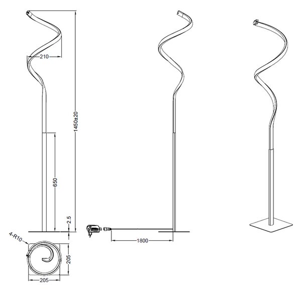 Φωτιστικό Δαπέδου LED Dimmable RL Course Black R42051132