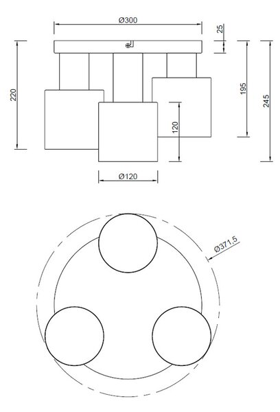 Φωτιστικό Οροφής Τρίφωτο Trio Lighting Agudo 619430317