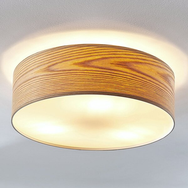 Lindby Φωτιστικό οροφής Dominic, Ø 45 cm, 3-φωτιστικό, ξύλο, ρυθμιζόμενος, Ξύλου, Σαλόνι / τραπεζαρία, Ξύλο, Σκανδιναβικό