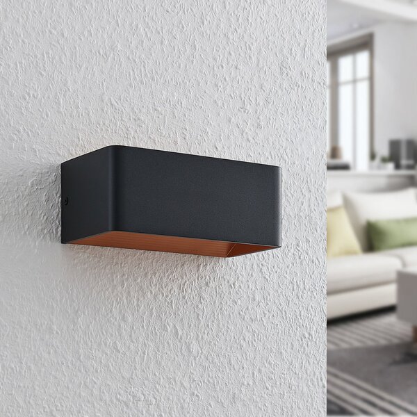 Arcchio Φωτιστικό τοίχου LED Karam, 20 cm, μαύρο, μεταλλικό, πάνω/κάτω, Μαύρο, Σαλόνι / τραπεζαρία, Αλουμίνιο, σύγχρονο