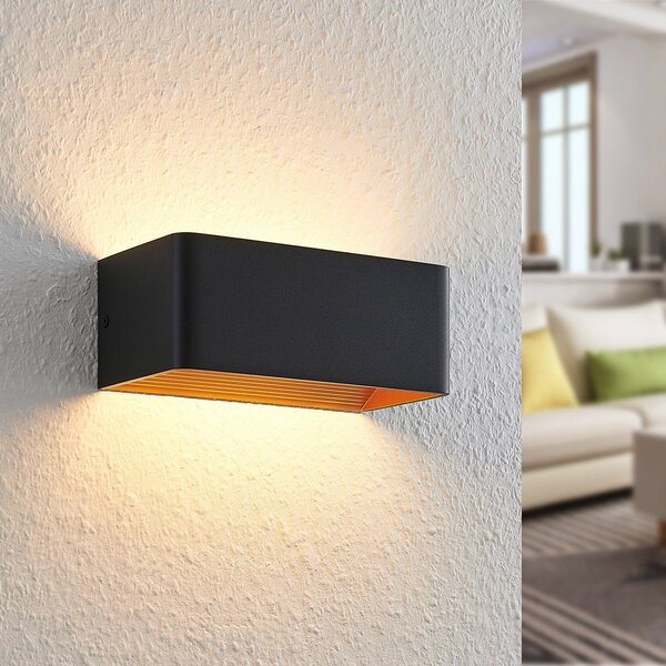 Arcchio Φωτιστικό τοίχου LED Karam, 20 cm, μαύρο, μεταλλικό, πάνω/κάτω, Μαύρο, Σαλόνι / τραπεζαρία, Αλουμίνιο, σύγχρονο
