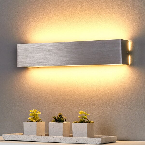 Lindby LED φωτιστικό τοίχου Ranik, 40 cm, χρώμα αλουμινίου, μέταλλο, Μεταλλικό, Διάδρομος, Μέταλλο, σύγχρονο