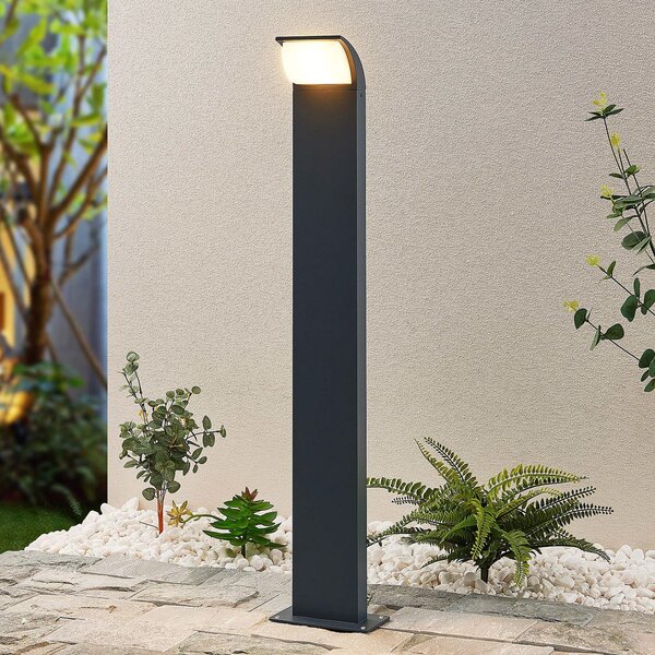 Lucande Φωτιστικό μονοπατιών LED Tinna, 80 cm, ανθρακί, IP65, Μαύρο, Αλουμίνιο, σύγχρονο