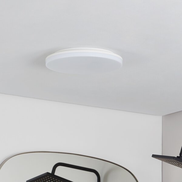 PRIOS Φωτιστικό οροφής Prios LED Artin, Ø 33 cm, λευκό, CCT, IP65, Λευκό, Μπάνιο, Πλαστικό, σύγχρονο