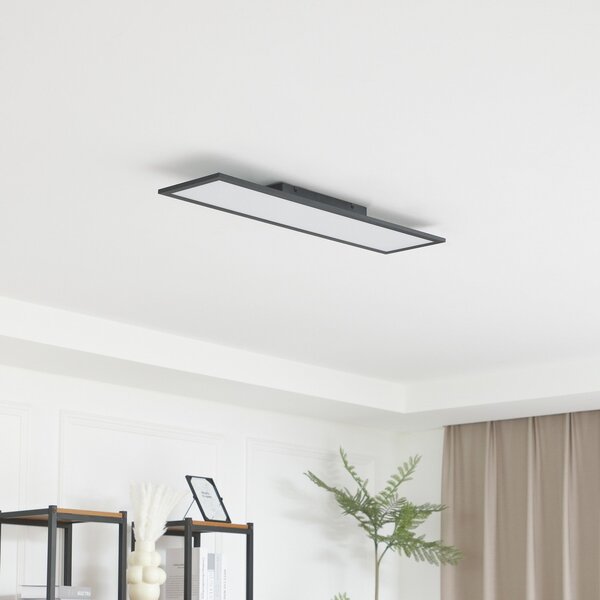 Lindby LED πάνελ Enhife, μαύρο, 80 x 20 cm, μεταλλικό, 4.000K, Μαύρο, Μελέτη / Γραφείο, Αλουμίνιο, σύγχρονο