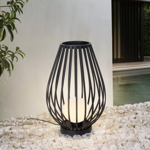 Lucande Φωτιστικό αυλής Marrin, μαύρο, μέταλλο, Ø 46cm, Μαύρο, Μέταλλο, σύγχρονο