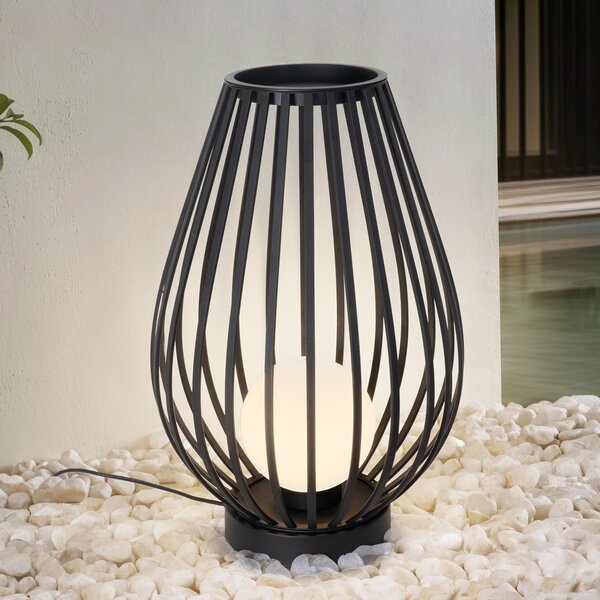 Lucande Φωτιστικό αυλής Marrin, μαύρο, μέταλλο, Ø 46cm, Μαύρο, Μέταλλο, σύγχρονο