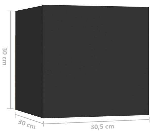 Κομοδίνο Μαύρο 30,5 x 30 x 30 εκ. από Επεξ. Ξύλο - Μαύρο