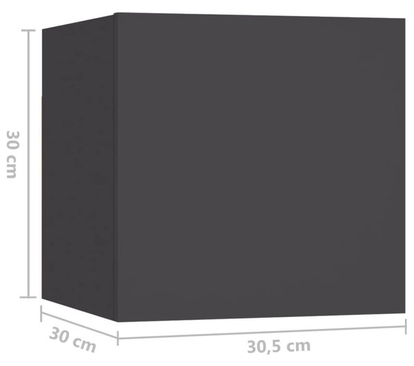 Κομοδίνο Γκρι 30,5 x 30 x 30 εκ. από Επεξ. Ξύλο - Γκρι