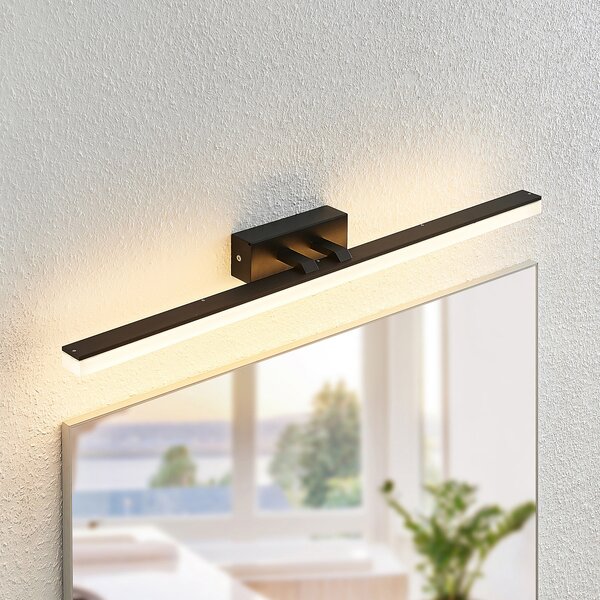 Lucande LED φωτιστικό τοίχου Lisana, οριζόντιο, 75 cm, IP44, Μαύρο, Μπάνιο, Μέταλλο, σύγχρονο