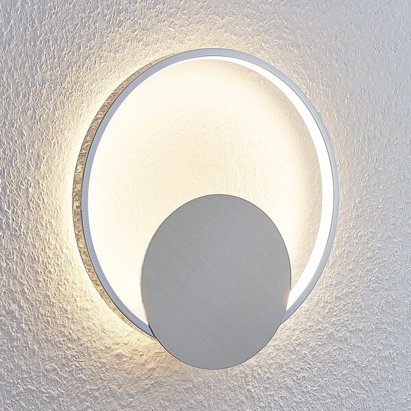 Lindby LED φωτιστικό τοίχου Anays, Ø 32 cm, χρώμιο/καθαρό, πλαστικό, Μεταλλικό, Σαλόνι / τραπεζαρία, Πλαστικό, σύγχρονο