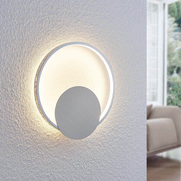 Lindby LED φωτιστικό τοίχου Anays, Ø 32 cm, χρώμιο/καθαρό, πλαστικό, Μεταλλικό, Σαλόνι / τραπεζαρία, Πλαστικό, σύγχρονο