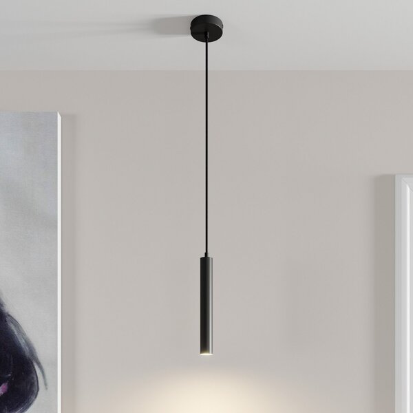 Arcchio LED κρεμαστό φωτιστικό Franka, 1-φωτιστικό, Ø 4 cm, μαύρο, Μαύρο, Σαλόνι / τραπεζαρία, Μέταλλο, σύγχρονο