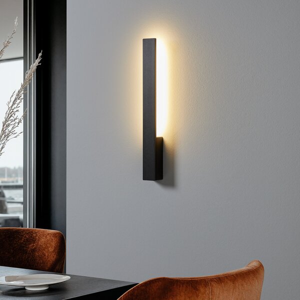 Arcchio Φωτιστικό τοίχου Ivano LED, 42,5 cm, μαύρο, μέταλλο, Μαύρο, Διάδρομος, Αλουμίνιο, σύγχρονο