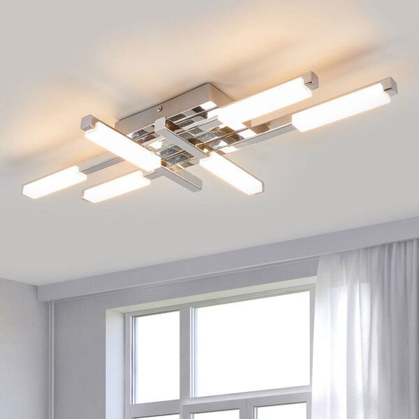 Lindby LED φωτιστικό οροφής Patrik, 62 cm, 6-φωτο, χρώμιο, IP44, Μεταλλικό, Μπάνιο, Μέταλλο, σύγχρονο