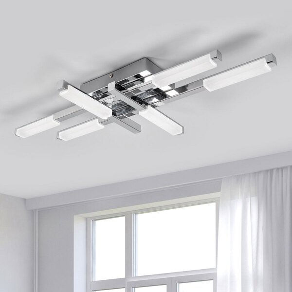 Lindby LED φωτιστικό οροφής Patrik, 62 cm, 6-φωτο, χρώμιο, IP44, Μεταλλικό, Μπάνιο, Μέταλλο, σύγχρονο
