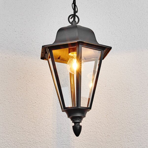 Lindby Edana κρεμαστό φωτιστικό εξωτερικού χώρου, 40 cm, ανθρακί, E27, IP44, ρυθμιζόμενος, Μαύρο, Μέταλλο, σύγχρονο