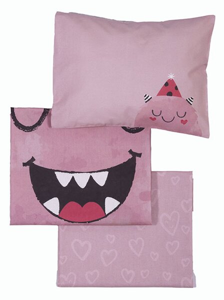 Σετ Σεντόνια Κούνιας Monstermania Girl Pink 2x(120x170) + 1x(30x40) - Nef-Nef Homeware