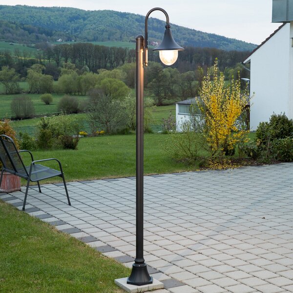Lindby Φωτιστικό εξωτερικού χώρου Daphne, 220 cm, μαύρο, E27, IP44, ρυθμιζόμενος, Μαύρο, Αλουμίνιο, σύγχρονο