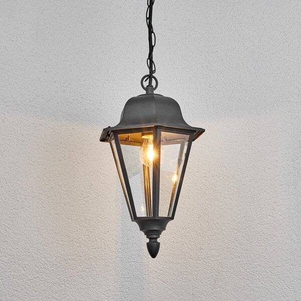 Lindby Edana κρεμαστό φωτιστικό εξωτερικού χώρου, 40 cm, ανθρακί, E27, IP44, ρυθμιζόμενος, Μαύρο, Μέταλλο, σύγχρονο