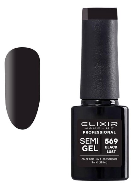 Ημιμόνιμο Βερνίκι Semi Gel 569 Black Lust 5ml Elixir