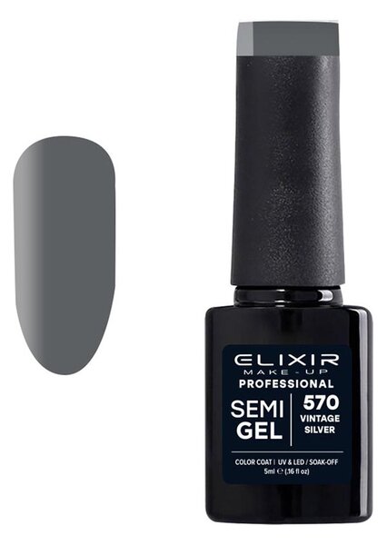 Ημιμόνιμο Βερνίκι Semi Gel 570 Vintage Silver 5ml Elixir