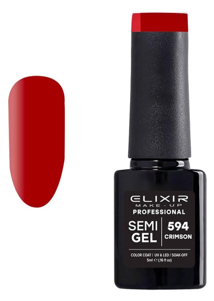 Ημιμόνιμο Βερνίκι Semi Gel 594 Crimson 5ml Elixir