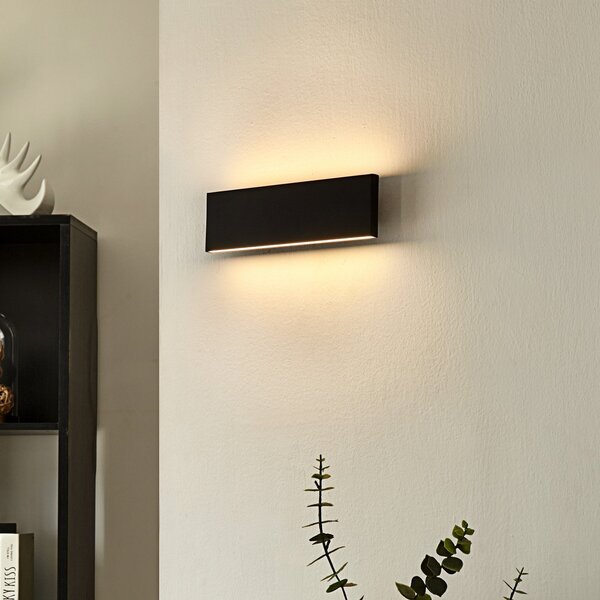 Lindby LED φωτιστικό τοίχου Ignazia, 28cm, μαύρο, μεταλλικό, πάνω/κάτω, ρυθμιζόμενος, Μαύρο, Σαλόνι / τραπεζαρία, Μέταλλο, σύγχρονο