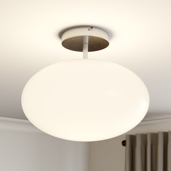 Lindby φωτιστικό οροφής Sonika, Ø 40 cm, νικελί χρώμα, γυαλί, E27, ρυθμιζόμενος, Λευκό, Σαλόνι / τραπεζαρία, Γυαλί