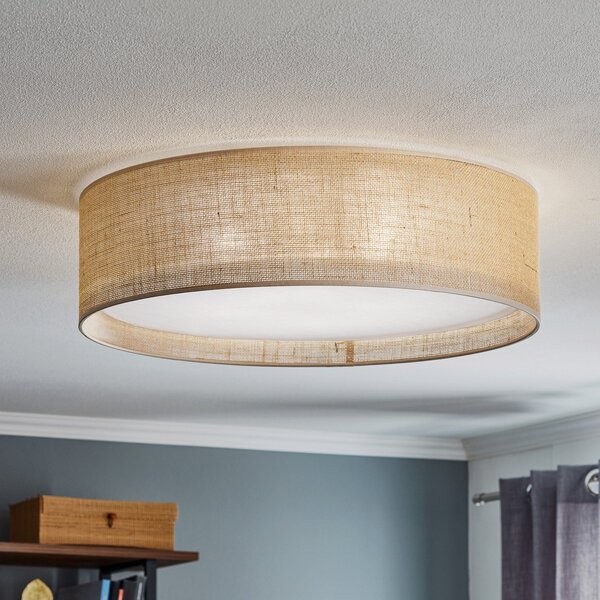 TK Lighting Φωτιστικό οροφής Juta, Ø 60 cm, ρυθμιζόμενος, Μπεζ, Σαλόνι / τραπεζαρία, Ύφασμα / Κλωστοϋφαντουργία