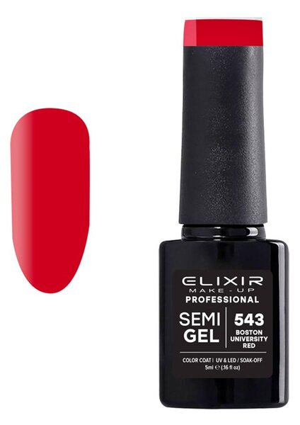 Ημιμόνιμο Βερνίκι Semi Gel 543 Boston University Red 5ml Elixir