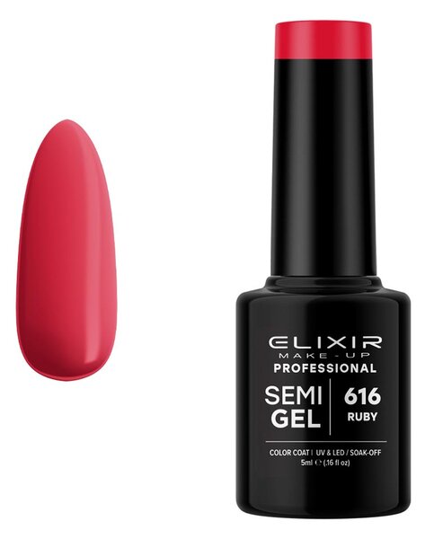 Ημιμόνιμο Βερνίκι Semi Gel 616 Ruby 5ml Elixir