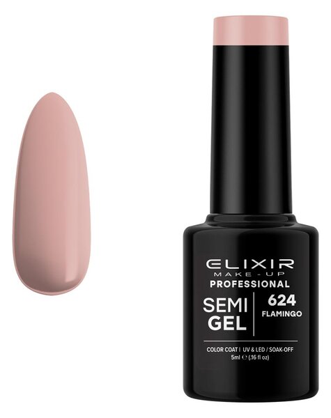 Ημιμόνιμο Βερνίκι Semi Gel 624 Flamingo 5ml Elixir