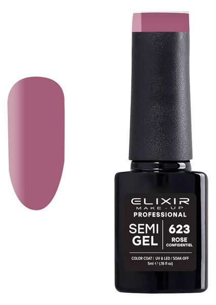 Ημιμόνιμο Βερνίκι Semi Gel 623 Rose Confidentiel 5ml Elixir