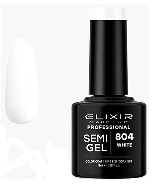 Ημιμόνιμο Βερνίκι Semi Gel 804 White 8ml Elixir