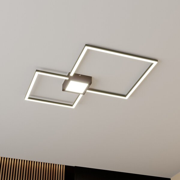 Lindby Duetto LED φωτιστικό οροφής ανθρακί 28 W, ρυθμιζόμενος, Μαύρο, Σαλόνι / τραπεζαρία, Μέταλλο, σύγχρονο