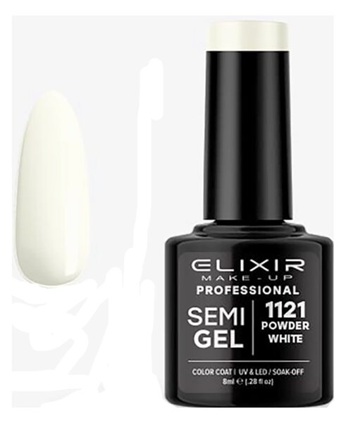 Ημιμόνιμο Βερνίκι Semi Gel 1121 Powder White 8ml Elixir