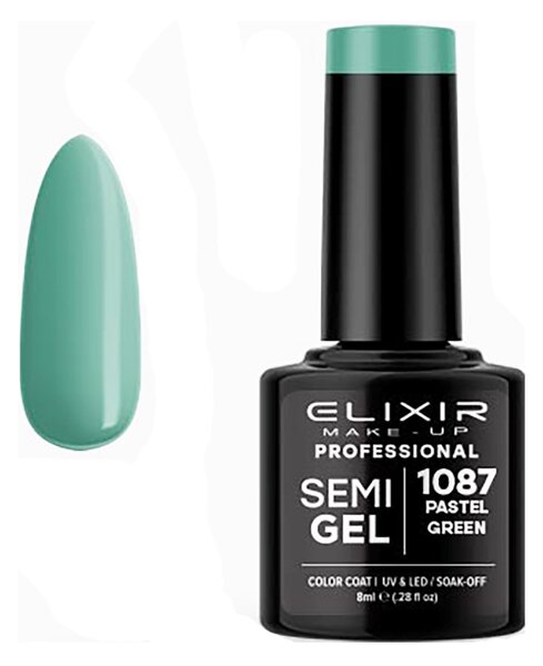 Ημιμόνιμο Βερνίκι Semi Gel 1087 Pastel Green 8ml Elixir