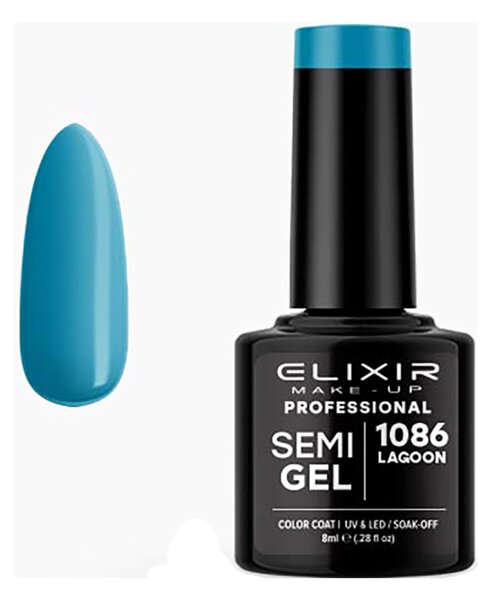 Ημιμόνιμο Βερνίκι Semi Gel 1086 Lagoon 8ml Elixir