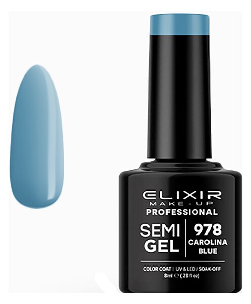 Ημιμόνιμο Βερνίκι Semi Gel 978 Carolina Blue 8ml Elixir